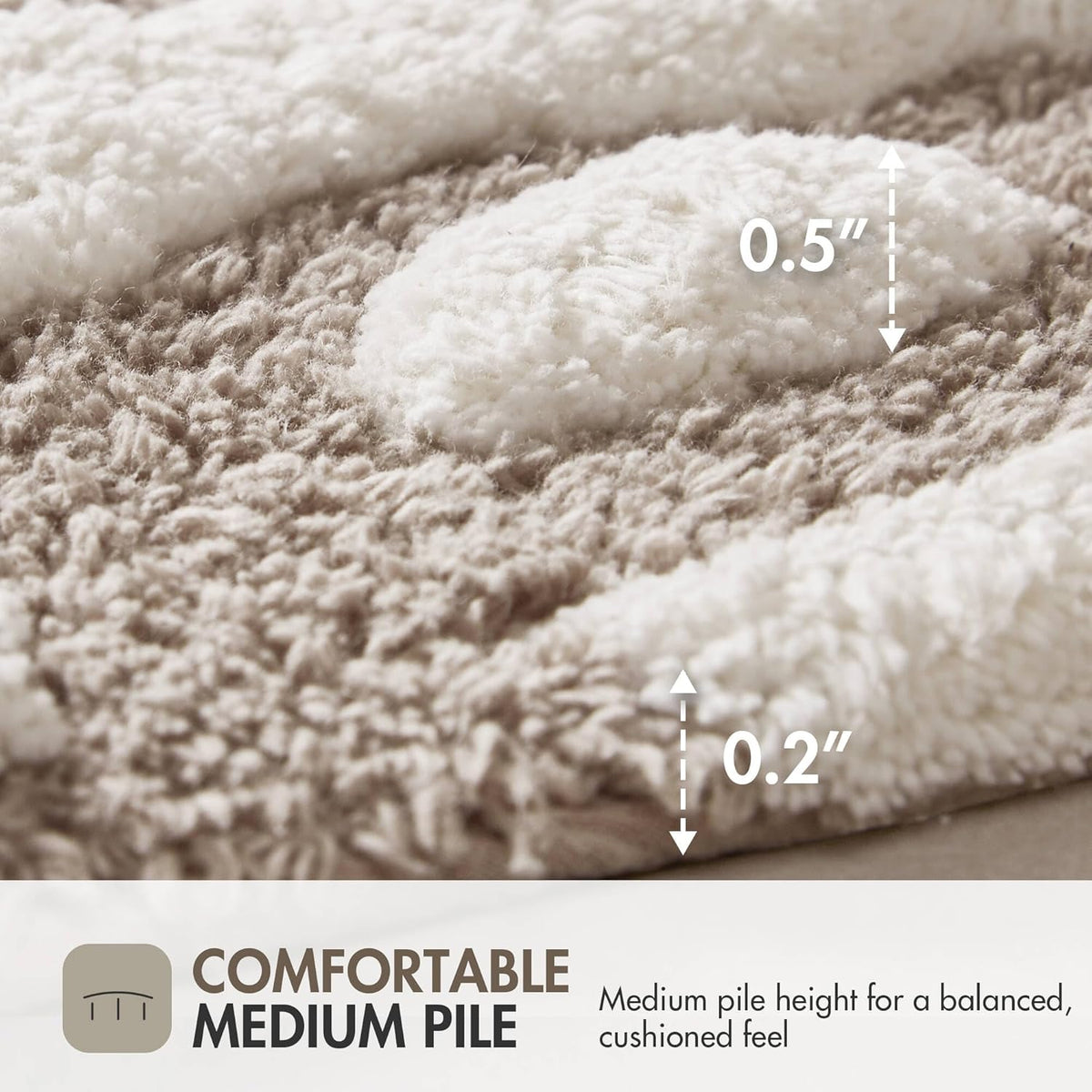 Madison Park Casablanca Tufted Cotton Bath Rug Non-Slip, 20 x 30, Taupe