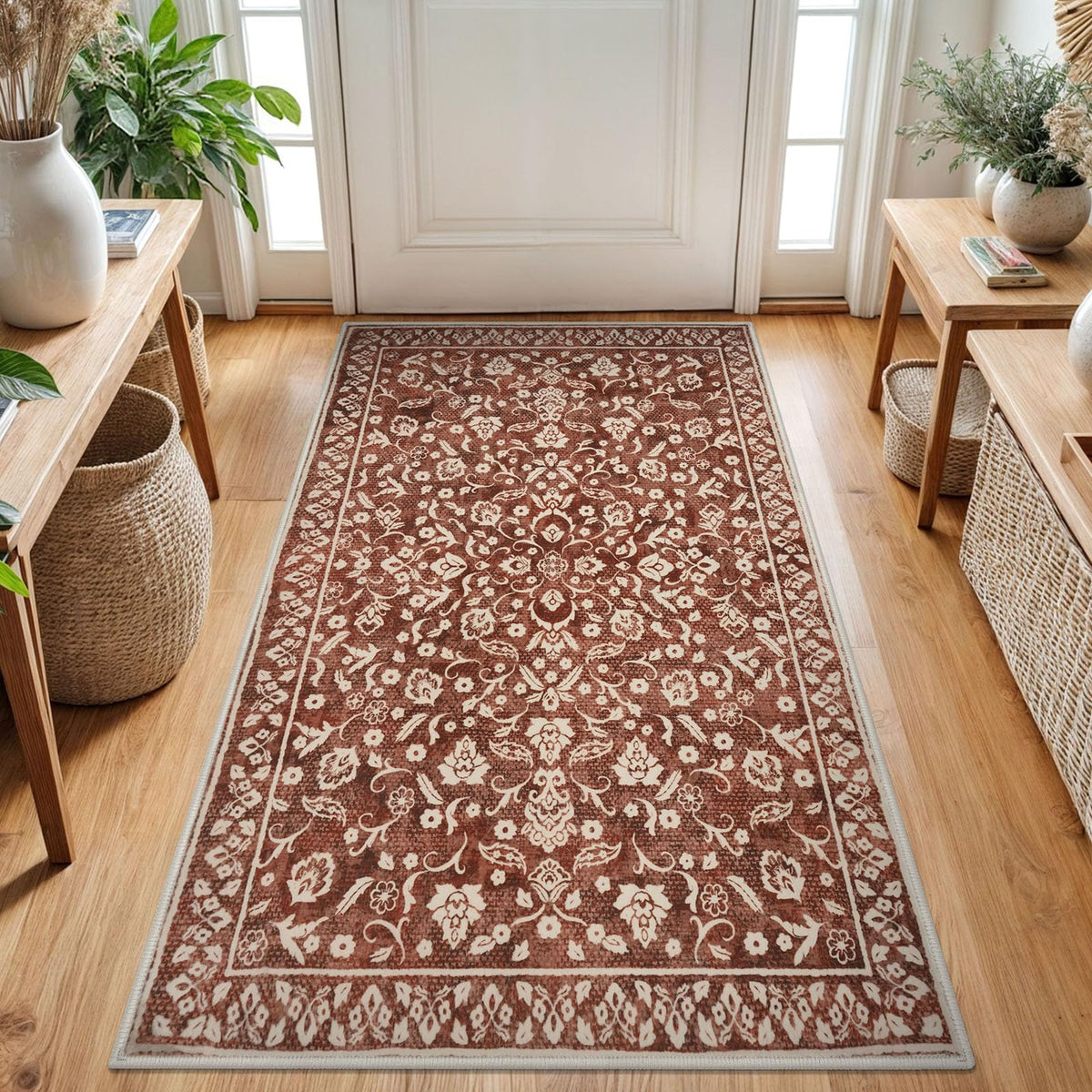 Vintage Washable Entryway Rug 2x3 Small Area Rug Non Slip Door Mat