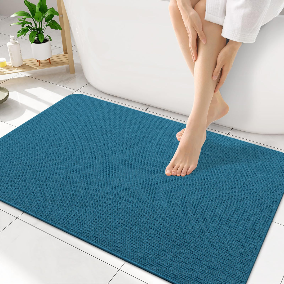 Smiry Ultra Thin Bath Mat 30X20, Non Slip Rubber Washable Bathroom Rugs