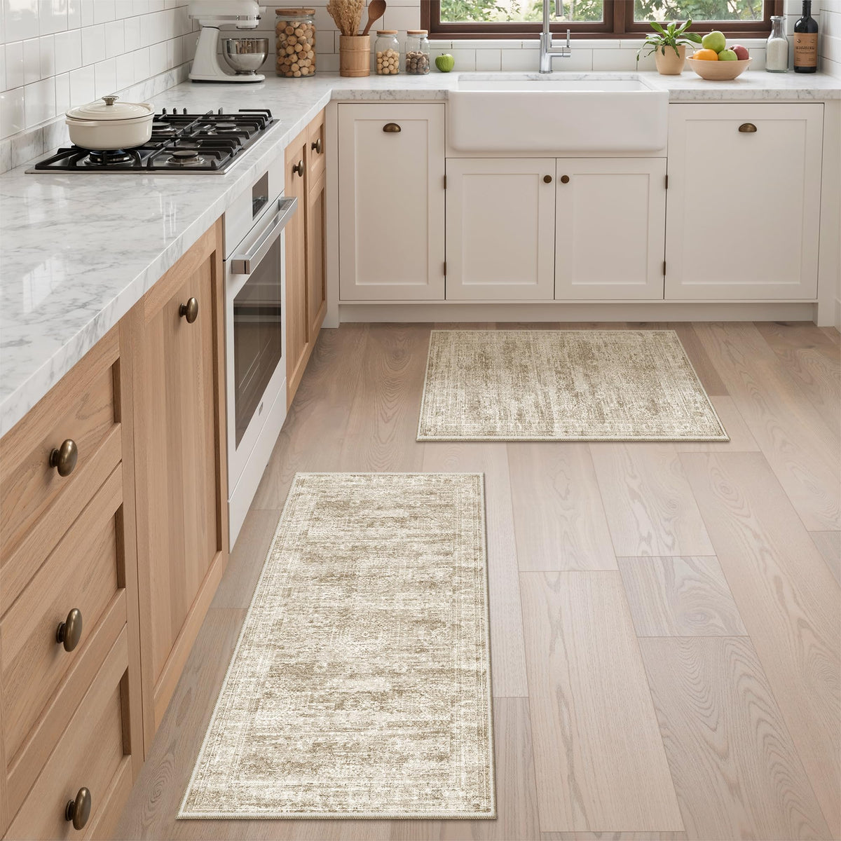 2x8 Runner Rug Non Slip,Washable Hallway Runner Rug,Beige