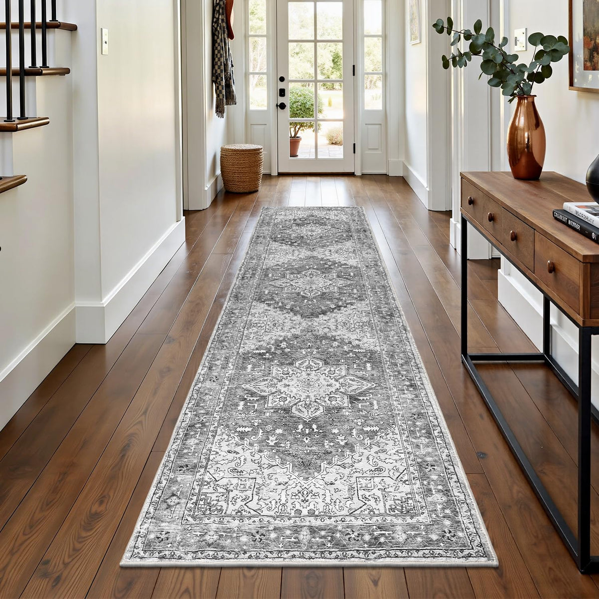 Yamaziot Washable Runner Rug, 2x8 Non-Slip Boho Vintage Hallway Kitchen Rug