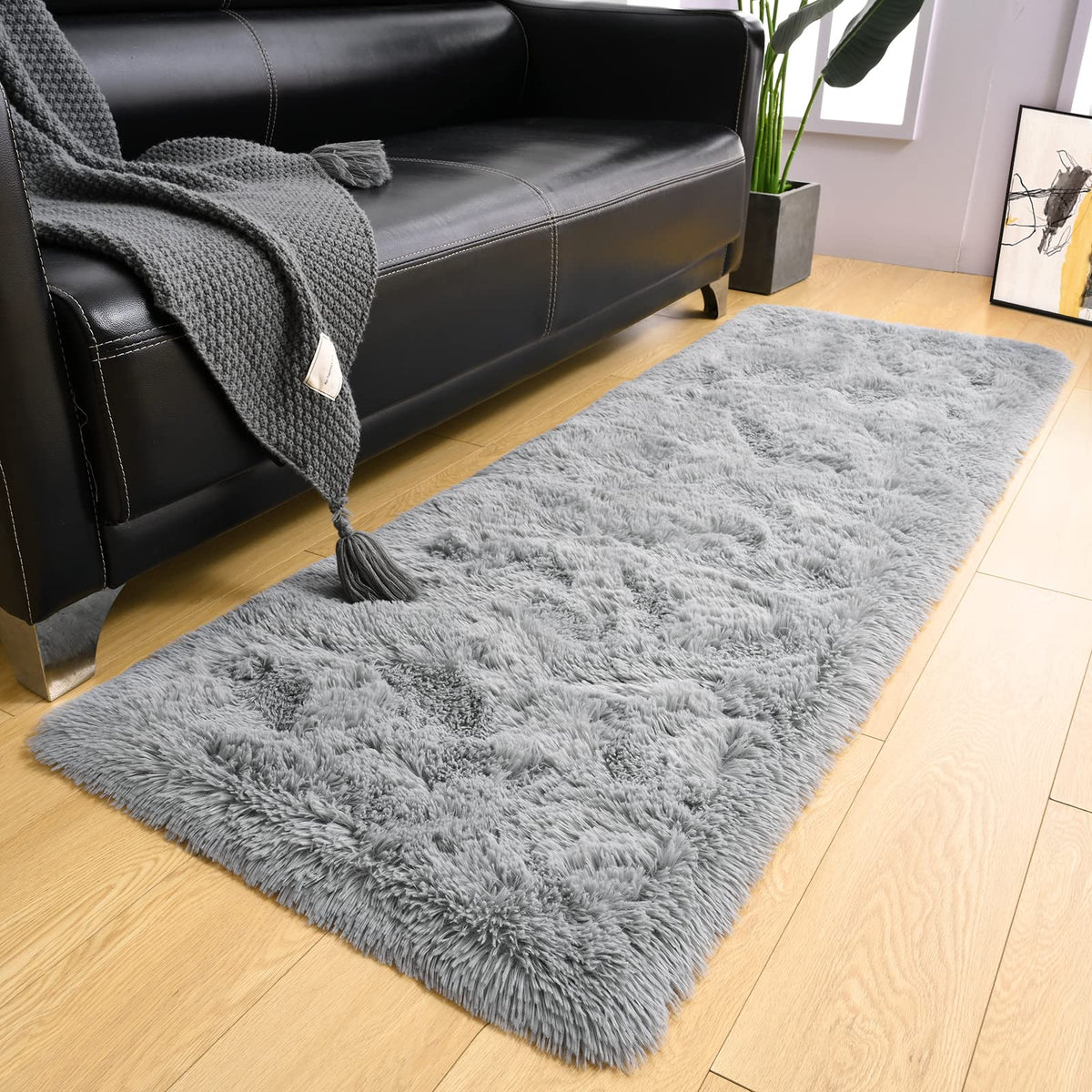 LOCHAS 2x3 Area Rugs Fluffy Living Room Carpets for Kids Bedroom, Brown