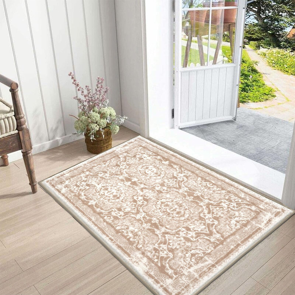 Vaukki Hallway Runner 2x6 ft, Grey Vintage Shaggy Soft Kitchen Rug