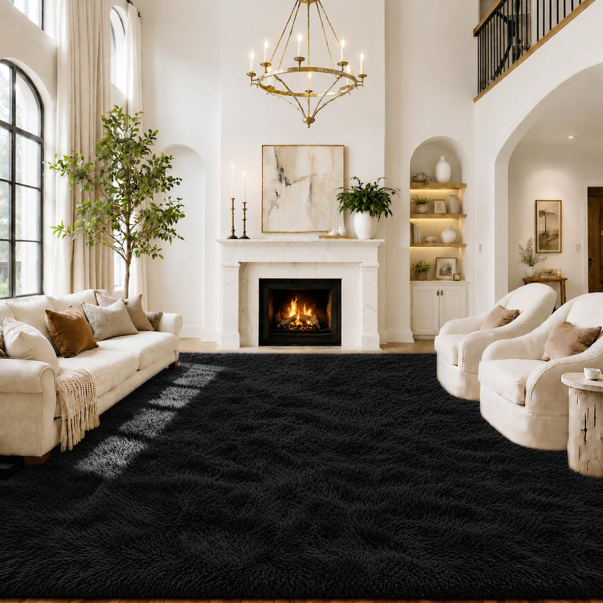 Small Shag Area Rug for Bedroom, 2x3 Cream Soft Plush Carpet