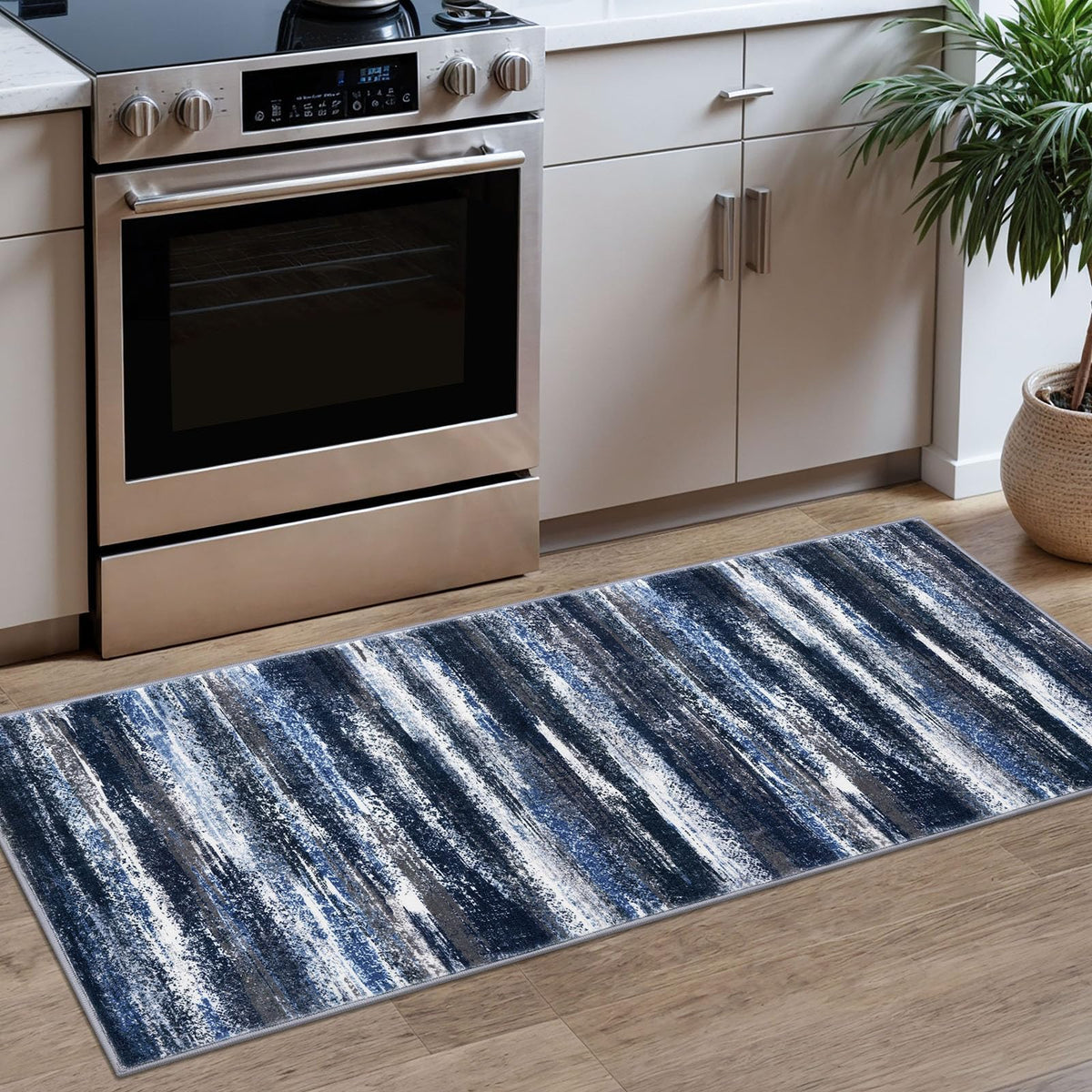 Lansny Abstract Washable 2x6 Runner Rug Non Slip Runners for Hallway