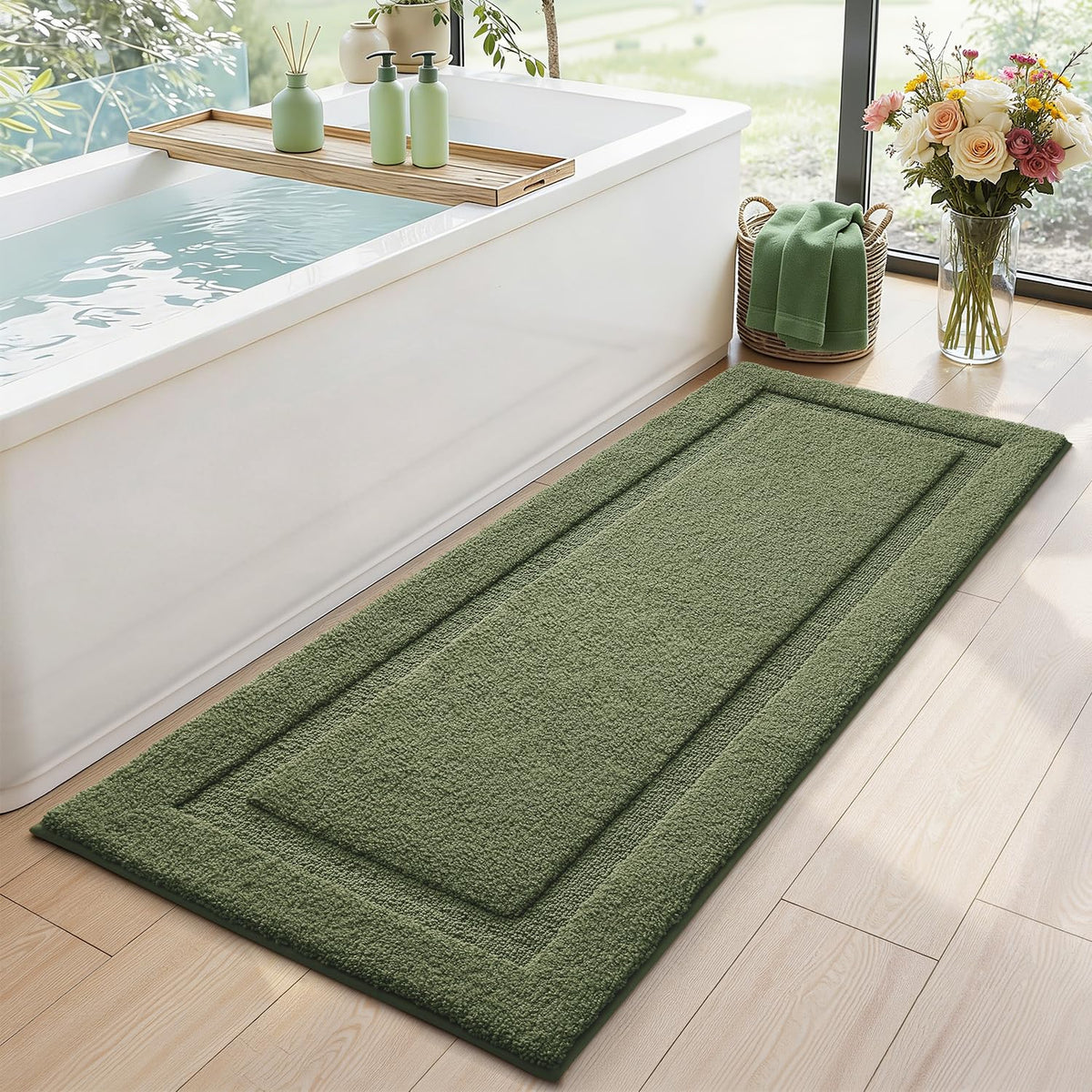 LUMI Ultra Soft Bathroom Rugs Absorbent, Non Slip Bath Mat 24x36, White