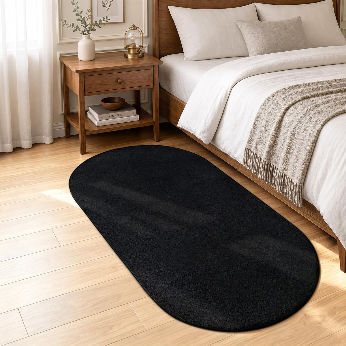 ISEAU 2x6 Soft Runner Rug for Hallway, Washable and Non-Slip, Black