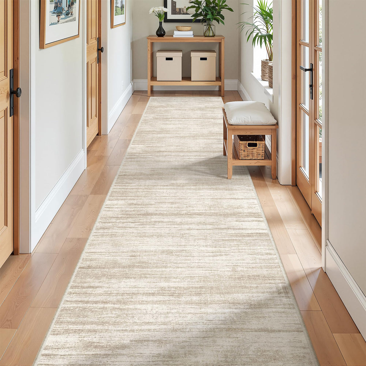 2x8 Runner Rug Non Slip,Washable Hallway Runner Rug,Beige
