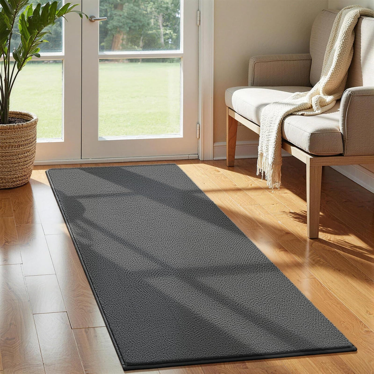 Vasofe Black Hallway Runner Rug, 2x6 Non Slip Runners, Washable Bedroom Rug