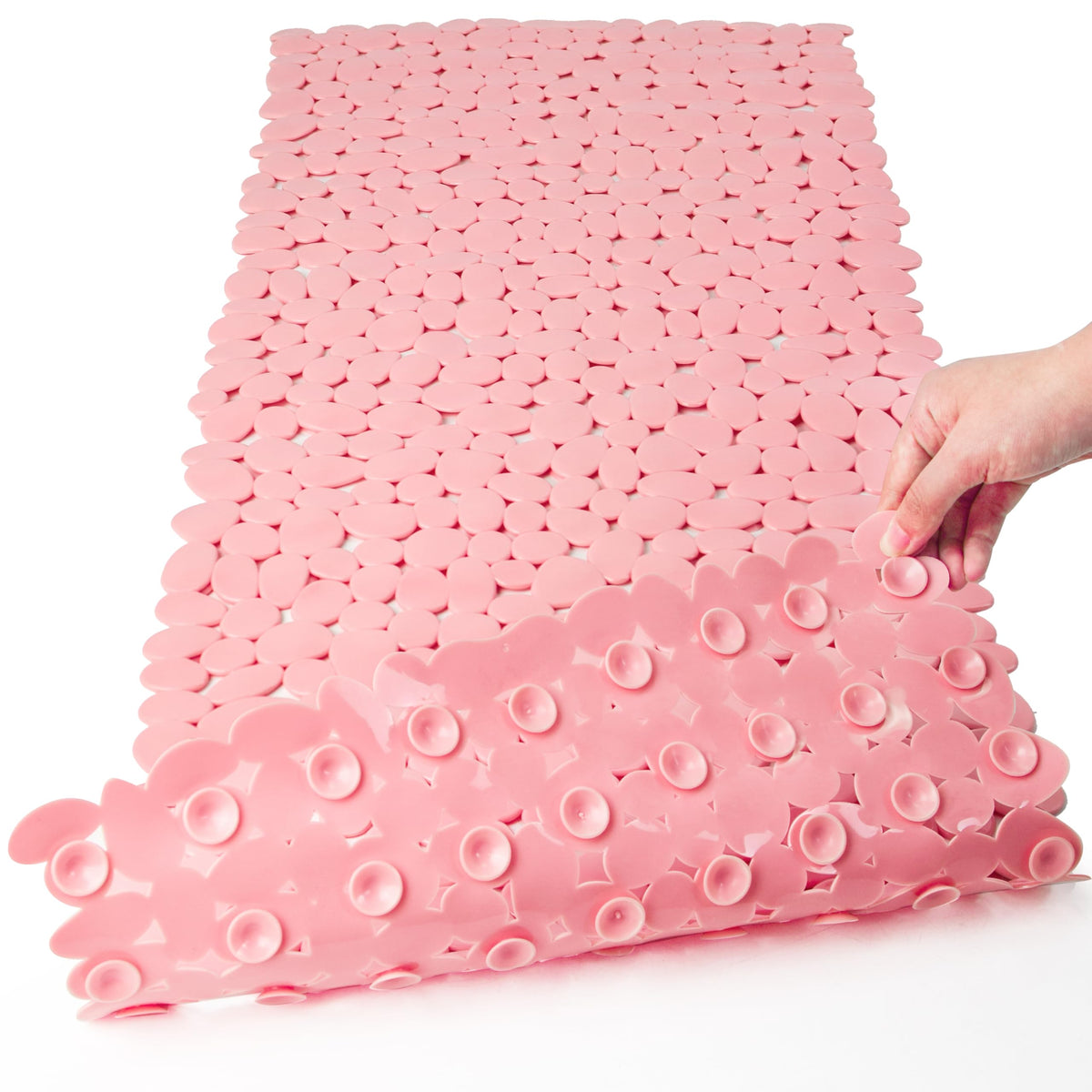 Pebble Bathtub Mat Non Slip 35" X 16" with Suction Cups,Black