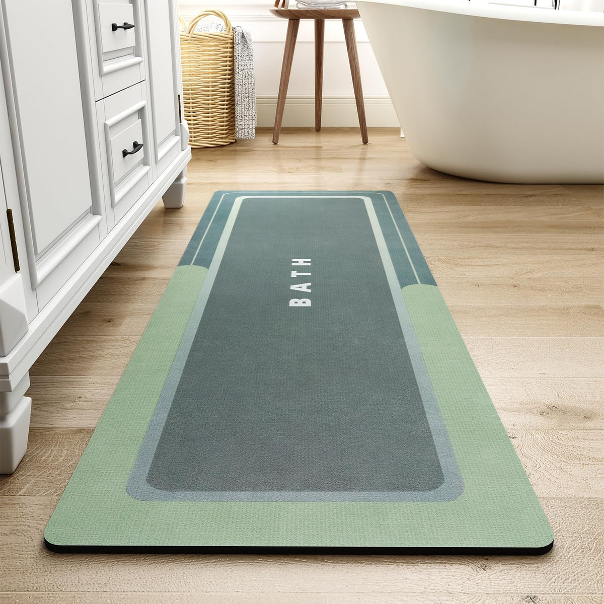 MontVoo-Bath Mat-Bathroom Mat Rug Non Slip Super Absorbent Stain Resistant Quick Dry Thin Bath Rug-Bath Mats for Bathroom Floor Bathtub Vanity-Bathmat Bath Rug Easy Care-17"x27" Grey
