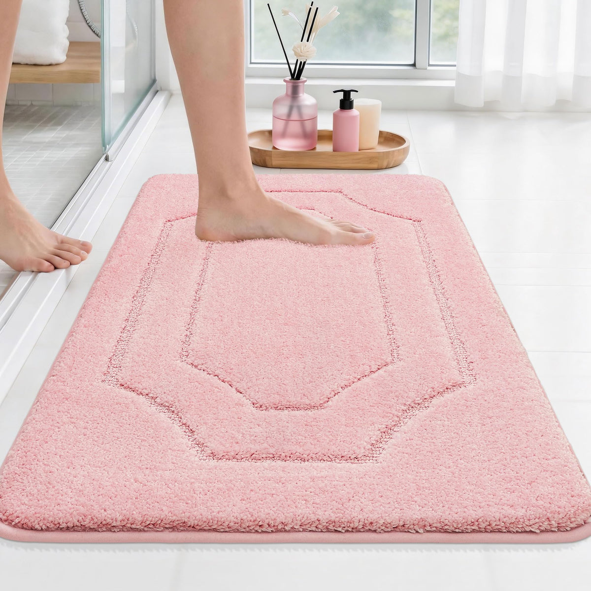 BEQHAUSE Bathroom Rugs Non Slip Bath Mat Soft Absorbent, 24"x36", Green