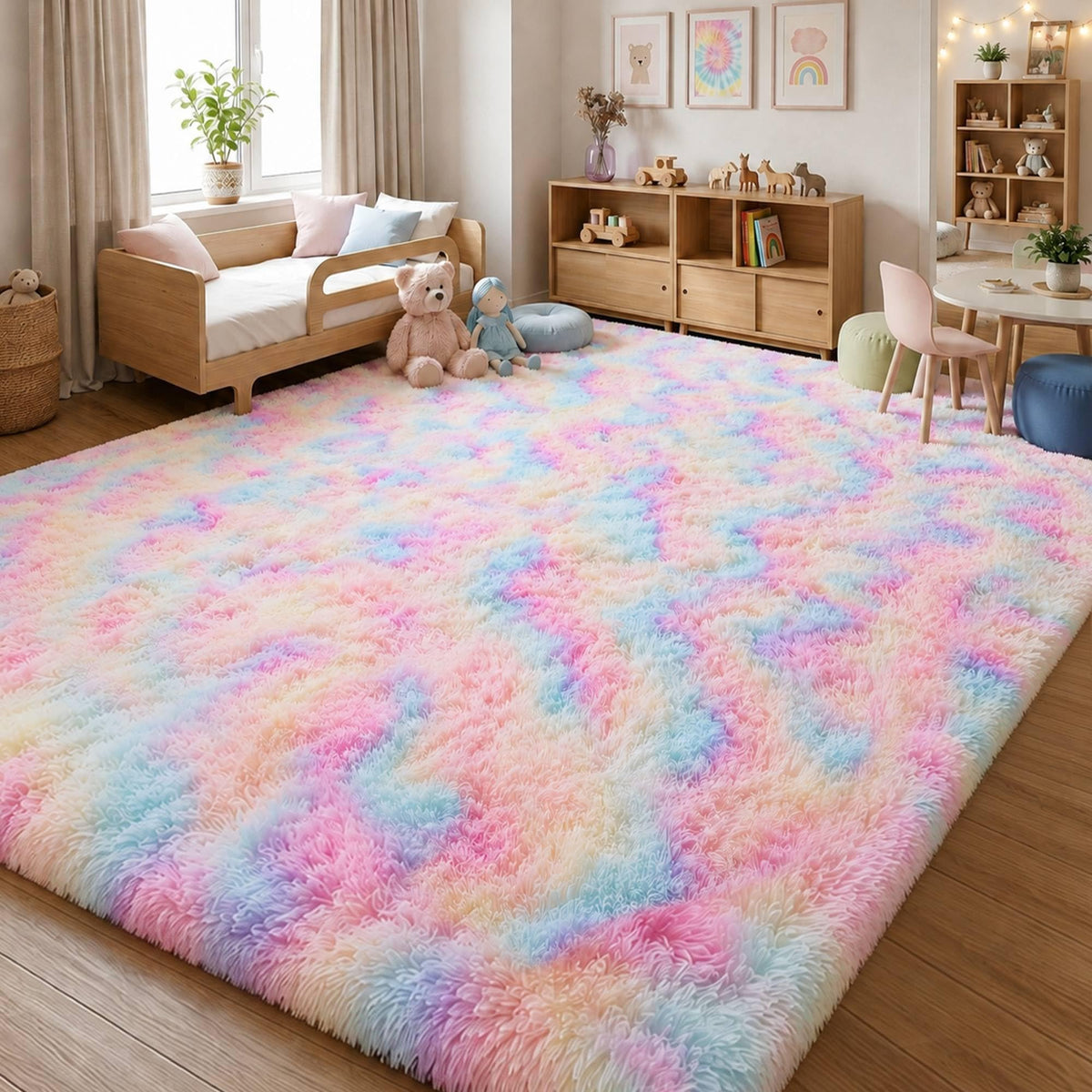 Baby Pink Fluffy Area Rug, Soft Washable, 2x5 Ft for Bedside