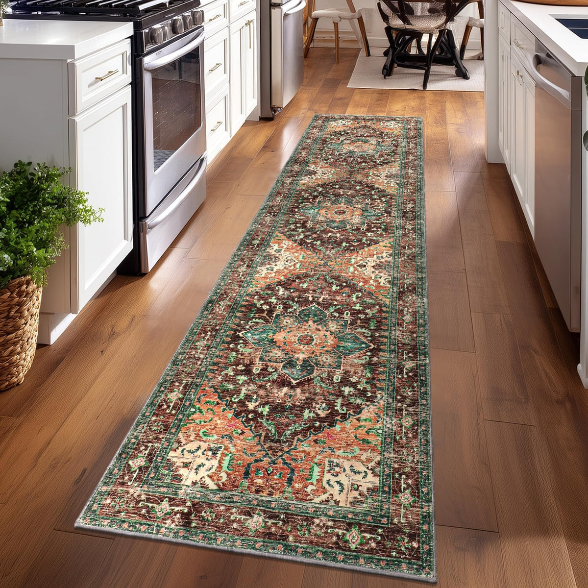 Yamaziot Washable Runner Rug, 2x8 Non-Slip Boho Vintage Hallway Kitchen Rug