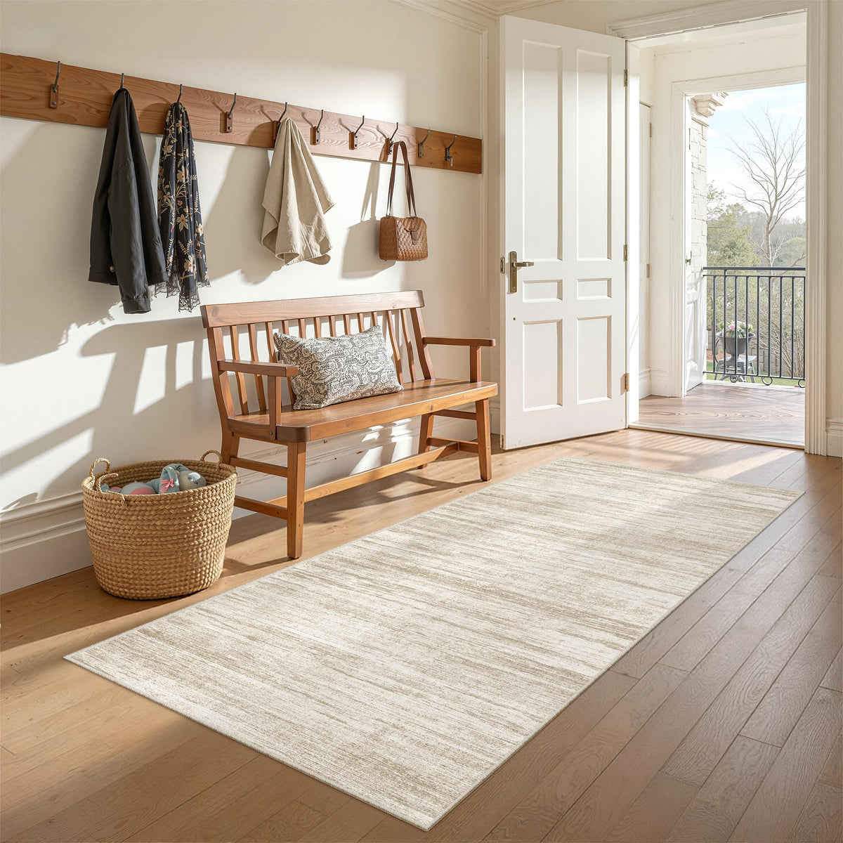 2x8 Runner Rug Non Slip,Washable Hallway Runner Rug,Beige