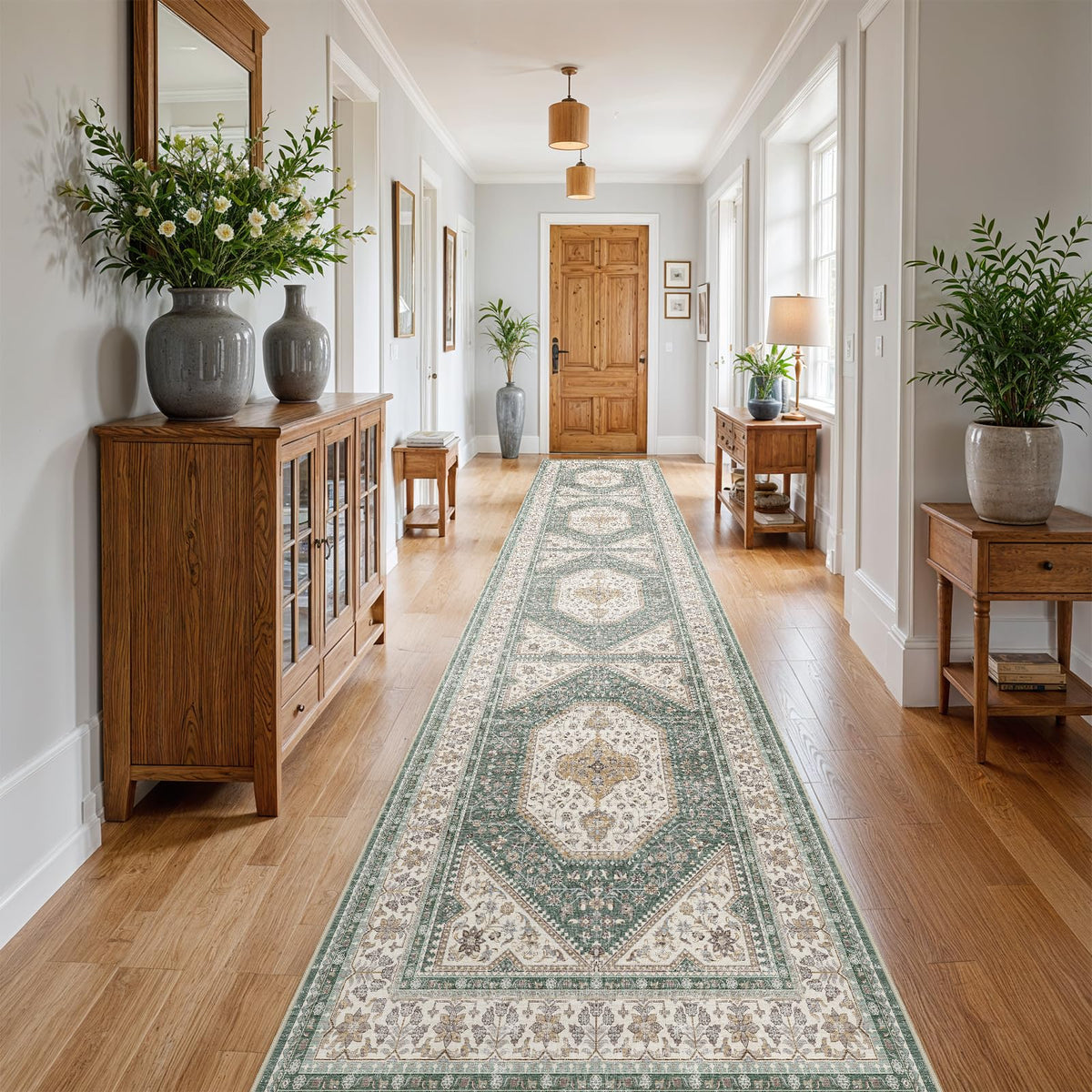 2x3 Washable Entryway Area Rug - Non-Slip Boho Throw Rugs Beige Gray
