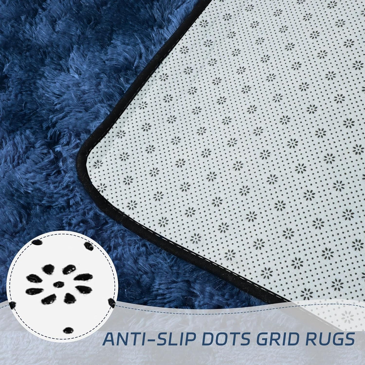 duduta Navy Blue Fluffy Plush Runner Rugs 2x6 ft Tie Dye Rectangle Shag Rug