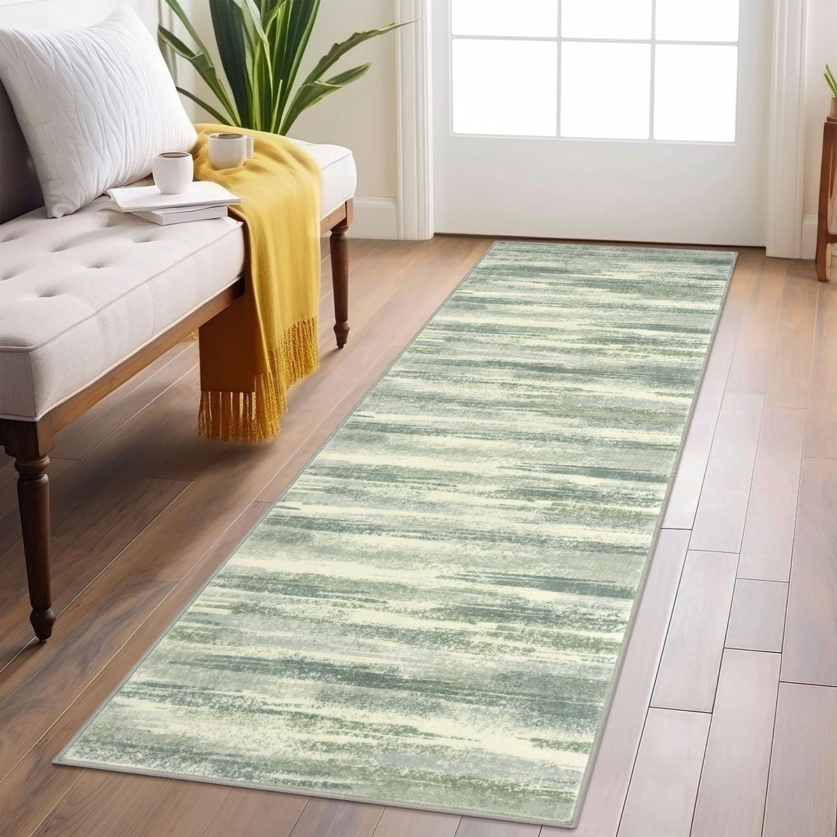 Lansny Abstract Washable 2x6 Runner Rug Non Slip Runners for Hallway