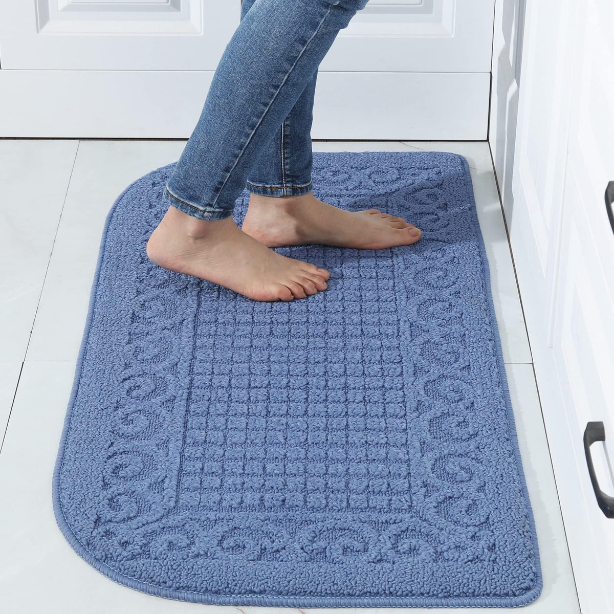 COSY HOMEER 27x18 Half Round Kitchen Rug,Non Slip Washable Mat,Burgundy 1PC