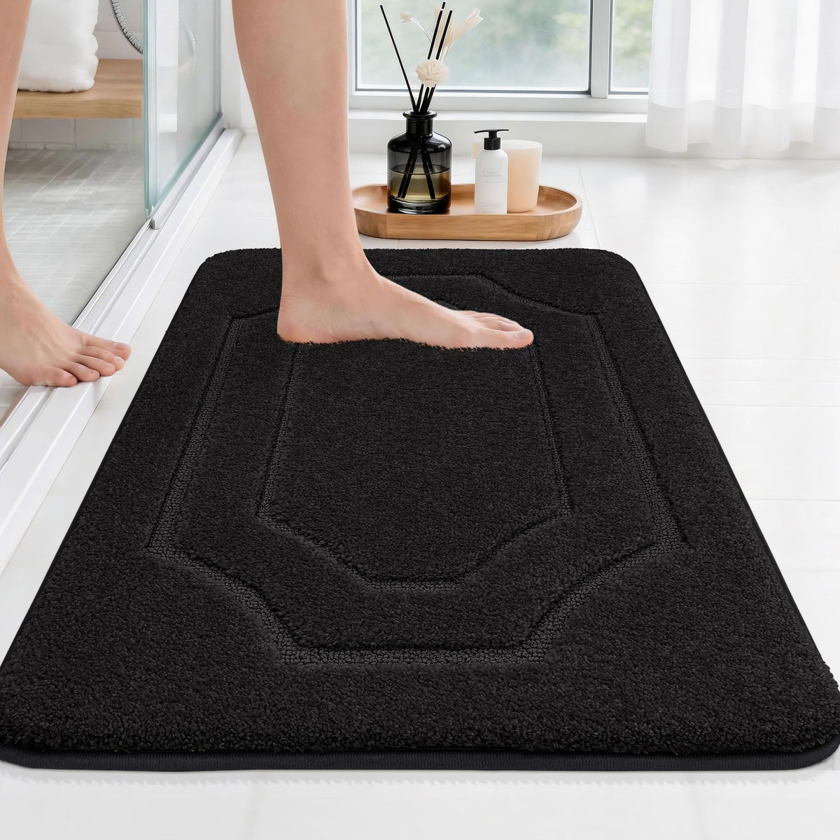 BEQHAUSE Bathroom Rugs Non Slip Bath Mat Soft Absorbent, 24"x36", Green