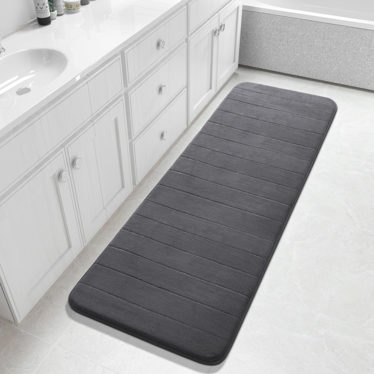 Yimobra Memory Foam Bath Mat, Super Soft & Absorbent Bathroom Rug, Grey