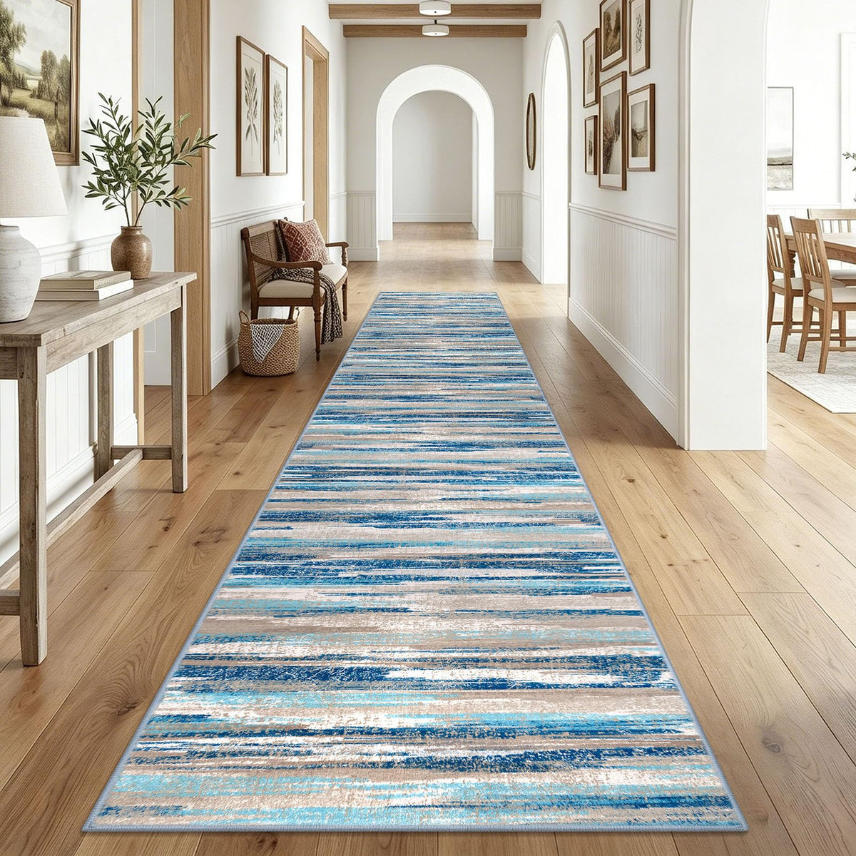 Lansny Abstract Washable 2x6 Runner Rug Non Slip Runners for Hallway