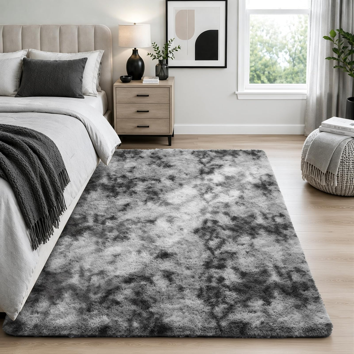 Ophanie 2x6 Washable Runner Rug for Hallway,Non-Slip Fluffy Soft Bedside Rugs, Bedroom Living Room Grey Shaggy Gray Carpet for Kids Girls Boys Dorm Nursery Home Decor Aesthetic