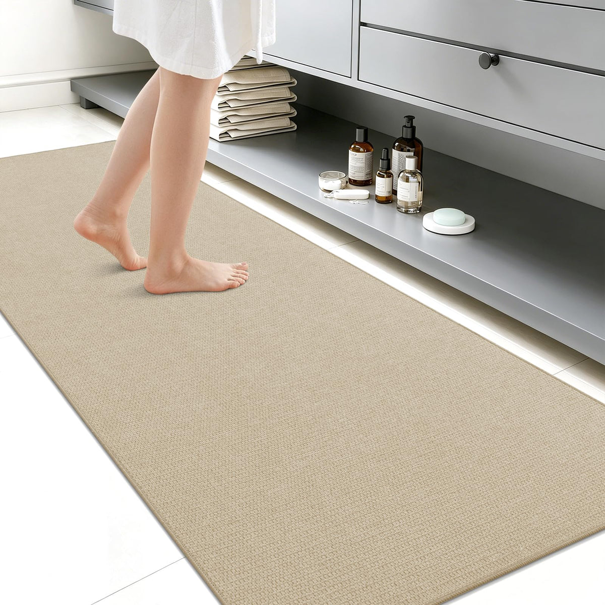 Smiry Ultra Thin Bath Mat 30X20, Non Slip Rubber Washable Bathroom Rugs