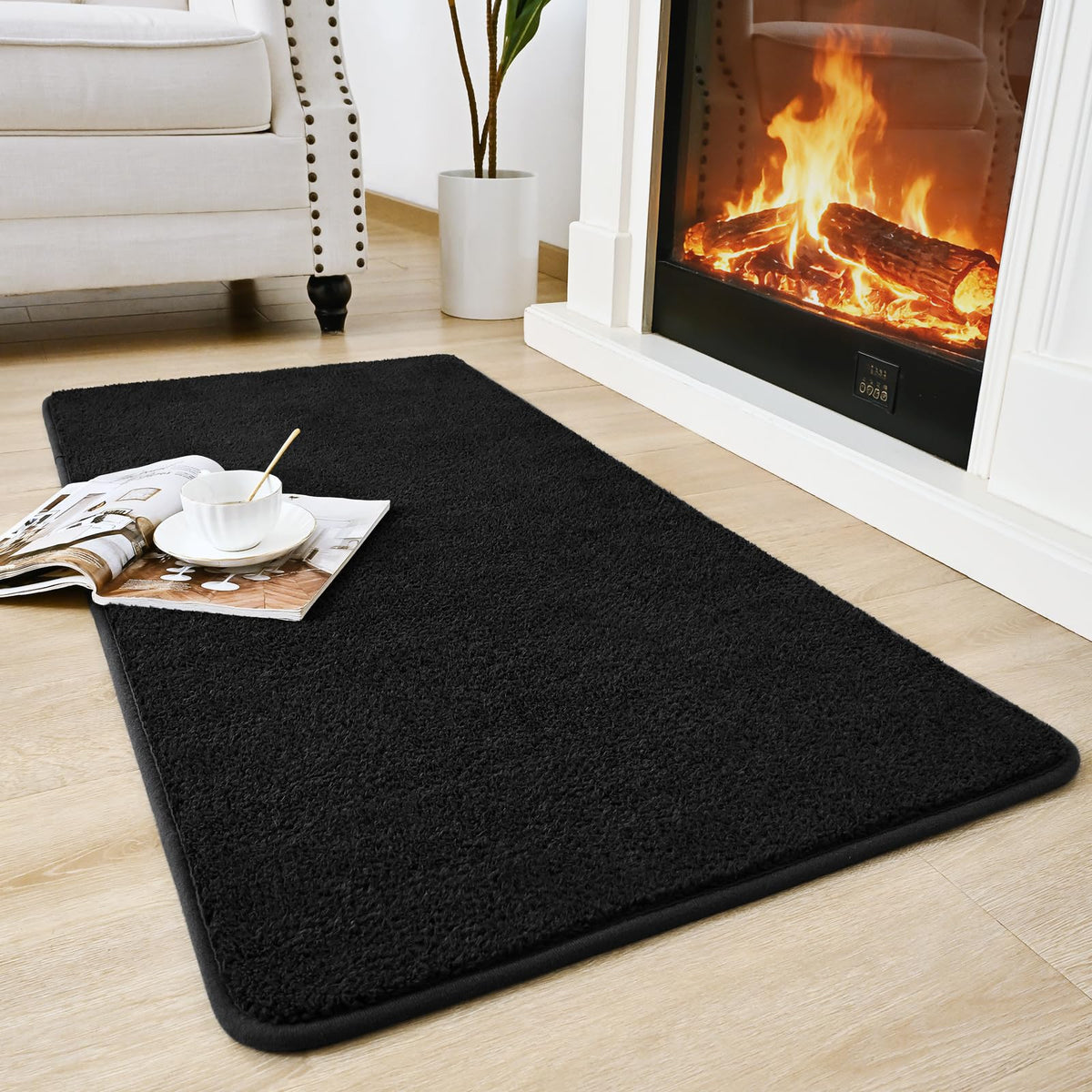 Chicrug Black 2x6 Minimalist Washable Runner Rugs for Hallway Entryway