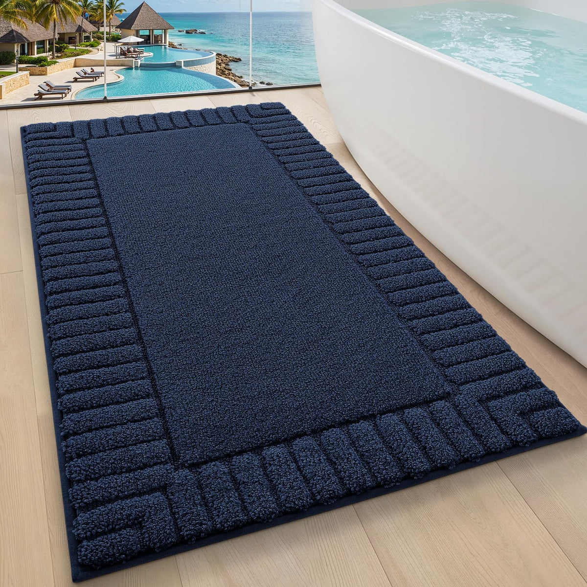 LUMI Soft Bathroom Rugs Absorbent, Non Slip Bath Mat 20x32, White