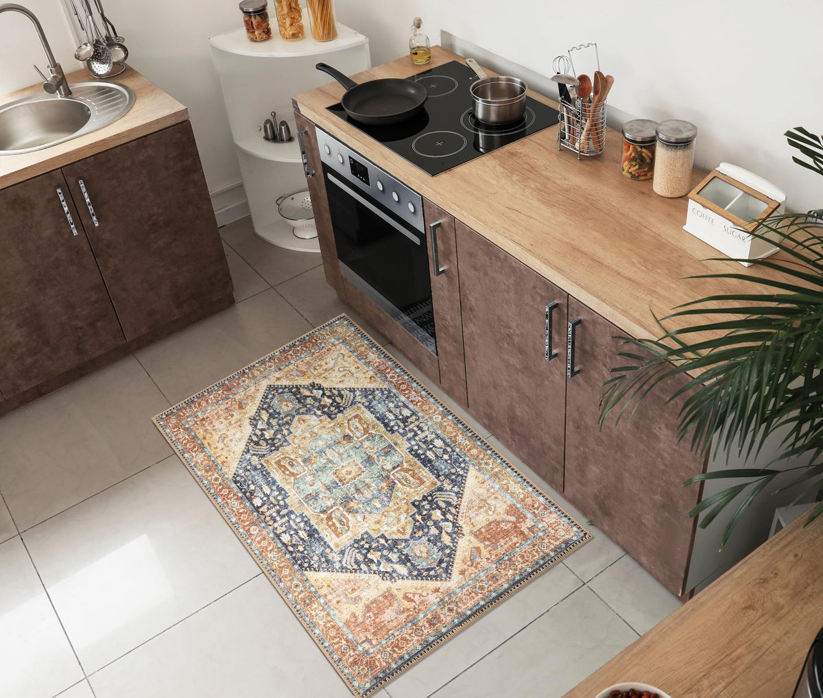 Keen Home Design Vintage Washable Entryway Rug, Non-Slip Low Pile, 2x3