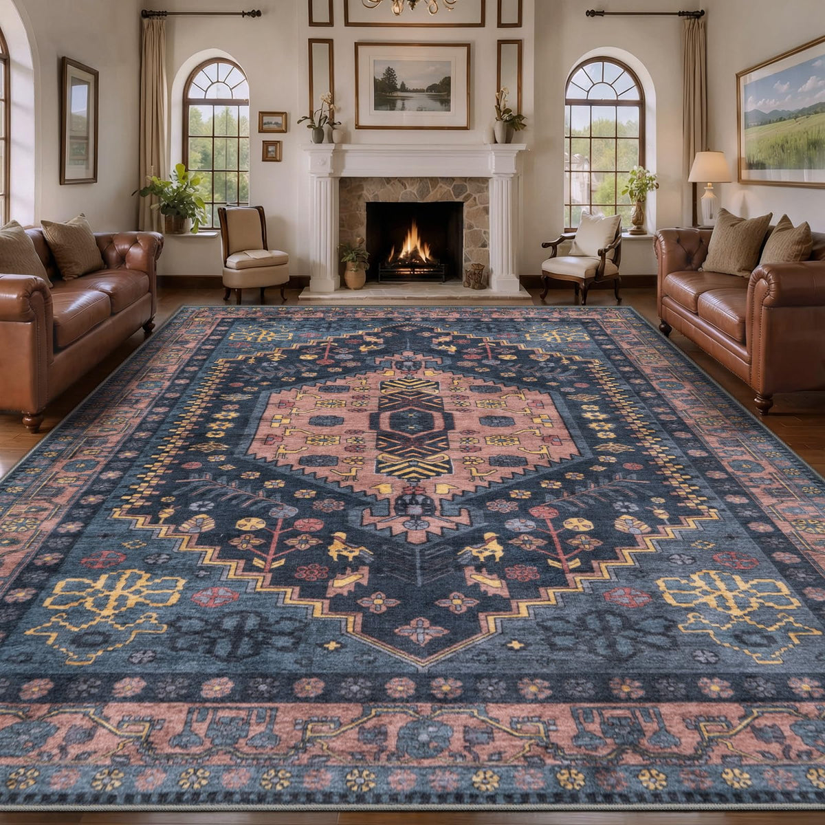 Ciicool Washable 3x5 Area Rug,Boho Non-Slip Indoor Mat for Entryway Kitchen