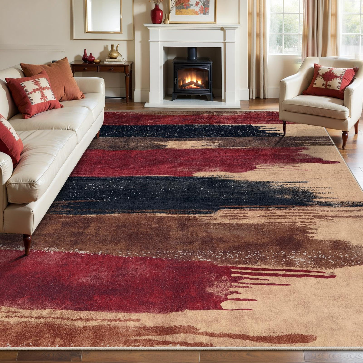 Ciicool Washable Area Rug 2x3 Entryway Rug, Modern Abstract Entry Mat Navy