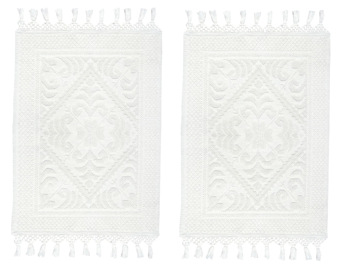 COTTON CRAFT Woven Area Rug - 2 Pack Entryway Mat with Fringe - Tan Natural