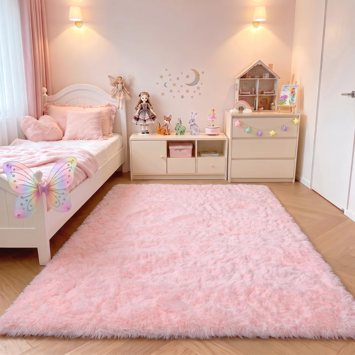 White Runner Rugs for Bedroom Living Room, Fluffy 2x6 Bedside Soft Area Rug
