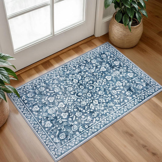 Vintage Washable Entryway Rug 2x3 Small Area Rug Non Slip Door Mat
