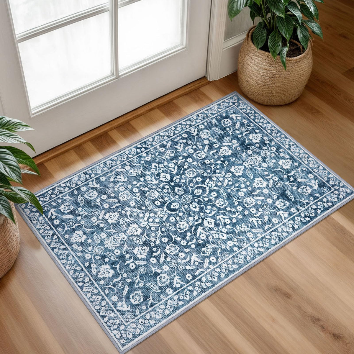 Vintage Washable Entryway Rug 2x3 Small Area Rug Non Slip Door Mat