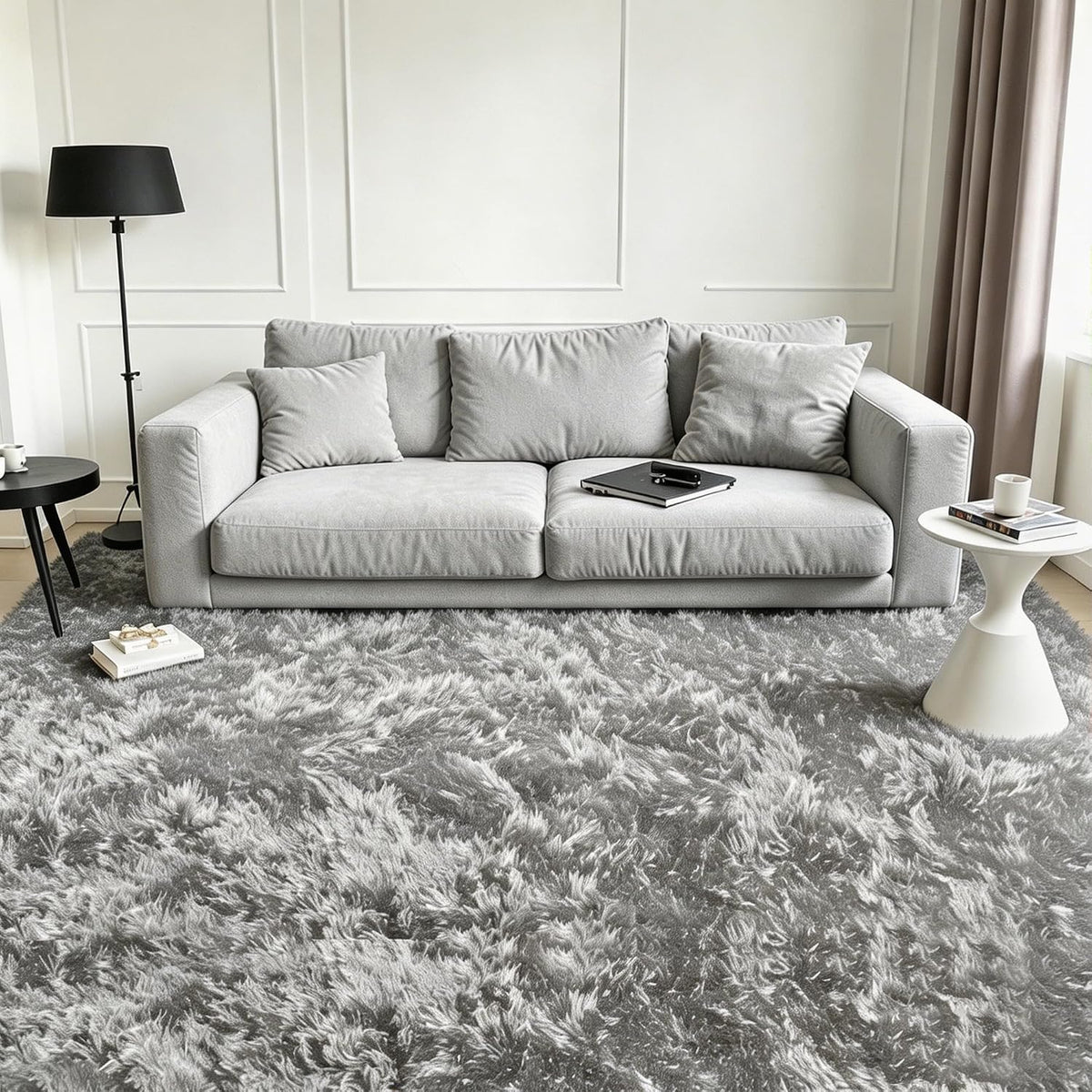2x3 Area Rug for Bedroom Bedside, Soft Fluffy Plush Thick Rug for Living Room, Non-Slip Small Shag Rug, Non-Shedding High-Pile Indoor Floor Carpet for Kids Room Nursery Dorm Home Decor(Dark Gray)