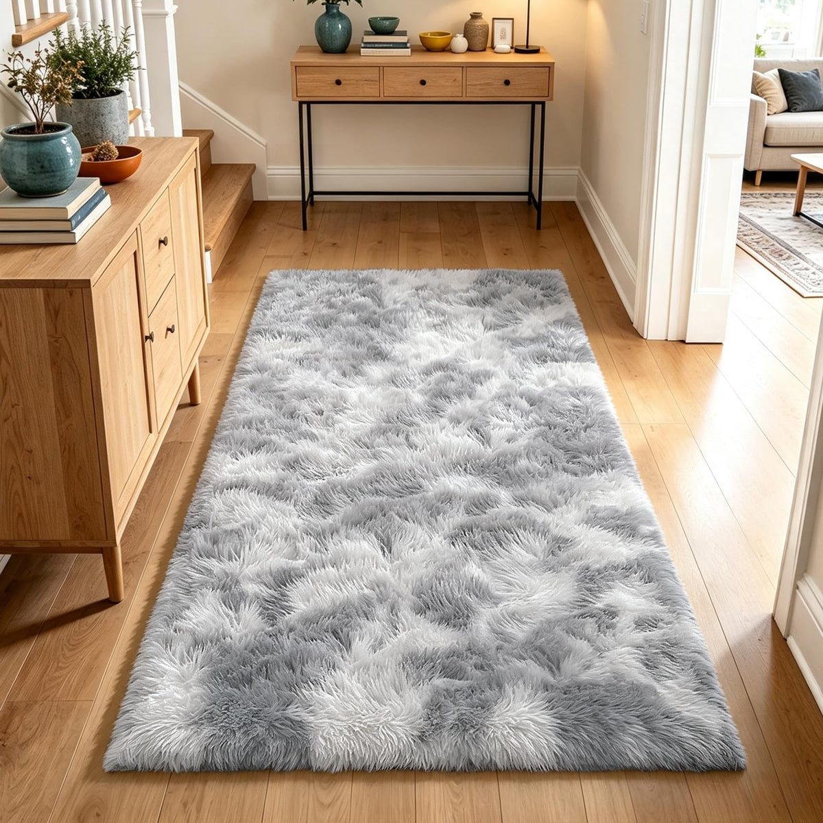 Beige 2x4 Area Rugs for Bedroom, Fluffy Shag Rug Small Rug Bedside Carpet