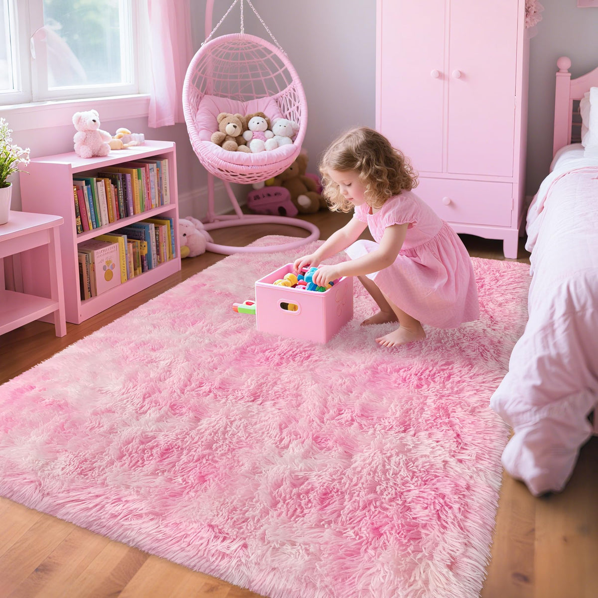 Soft Fluffy Beige Runner Rug for Bedroom, Bedside Long Rug Runner