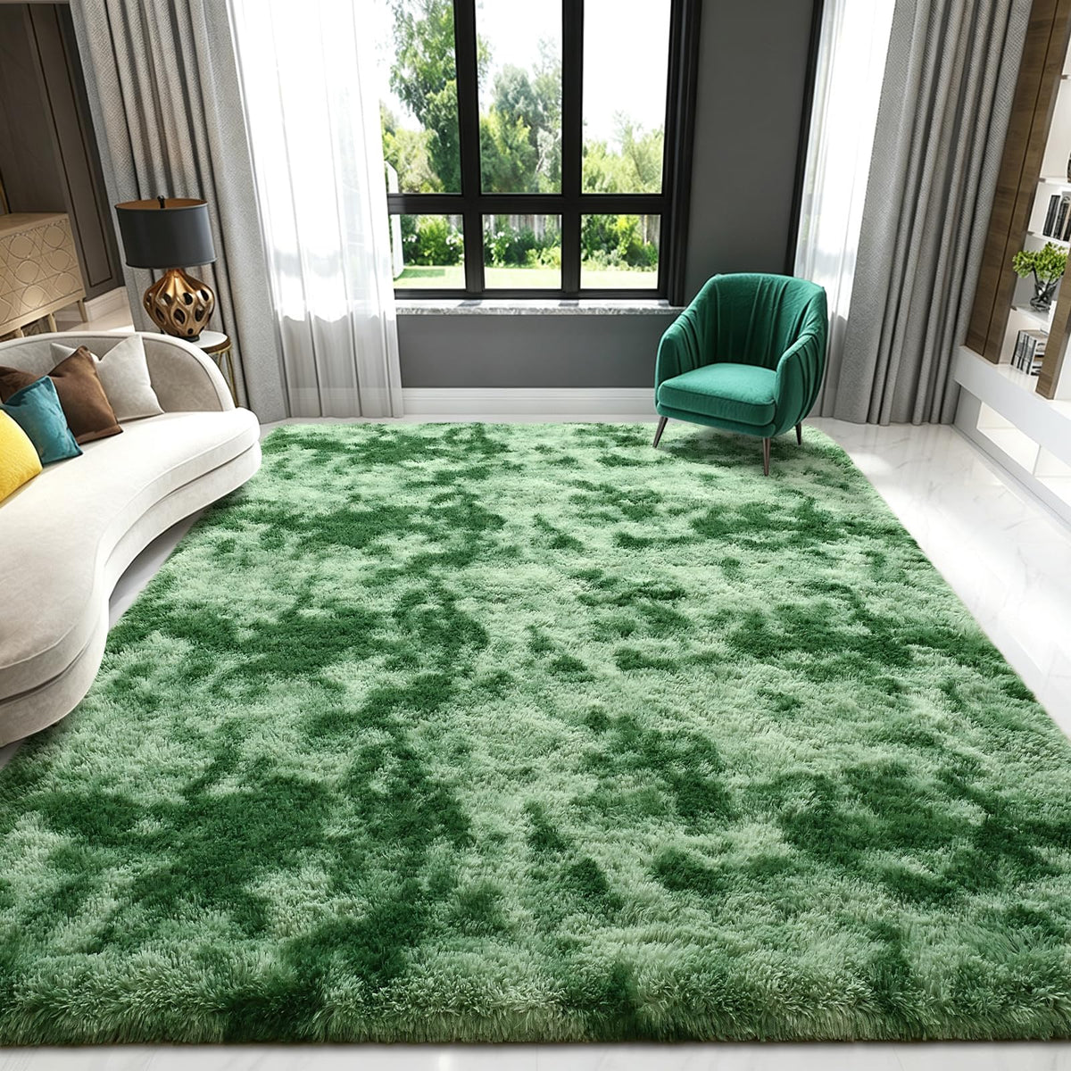 Sage Green Runner Area Rugs for Bedroom Living Room, 2x6 Feet Fluffy Bedside Rugs, Soft Shaggy Carpet Rug for Kids Room Nursery, Furry Rugs for Girls Boys Dorm Room Home Decor