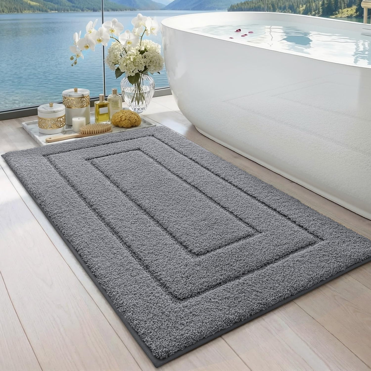 DEXI Bathroom Rugs 36x24, Non-Slip Bath Mat Soft Absorbent, Beige