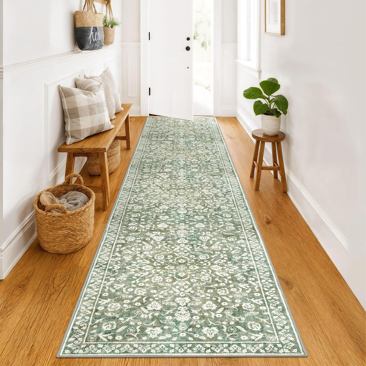 Vintage Washable Entryway Rug 2x3 Small Area Rug Non Slip Door Mat