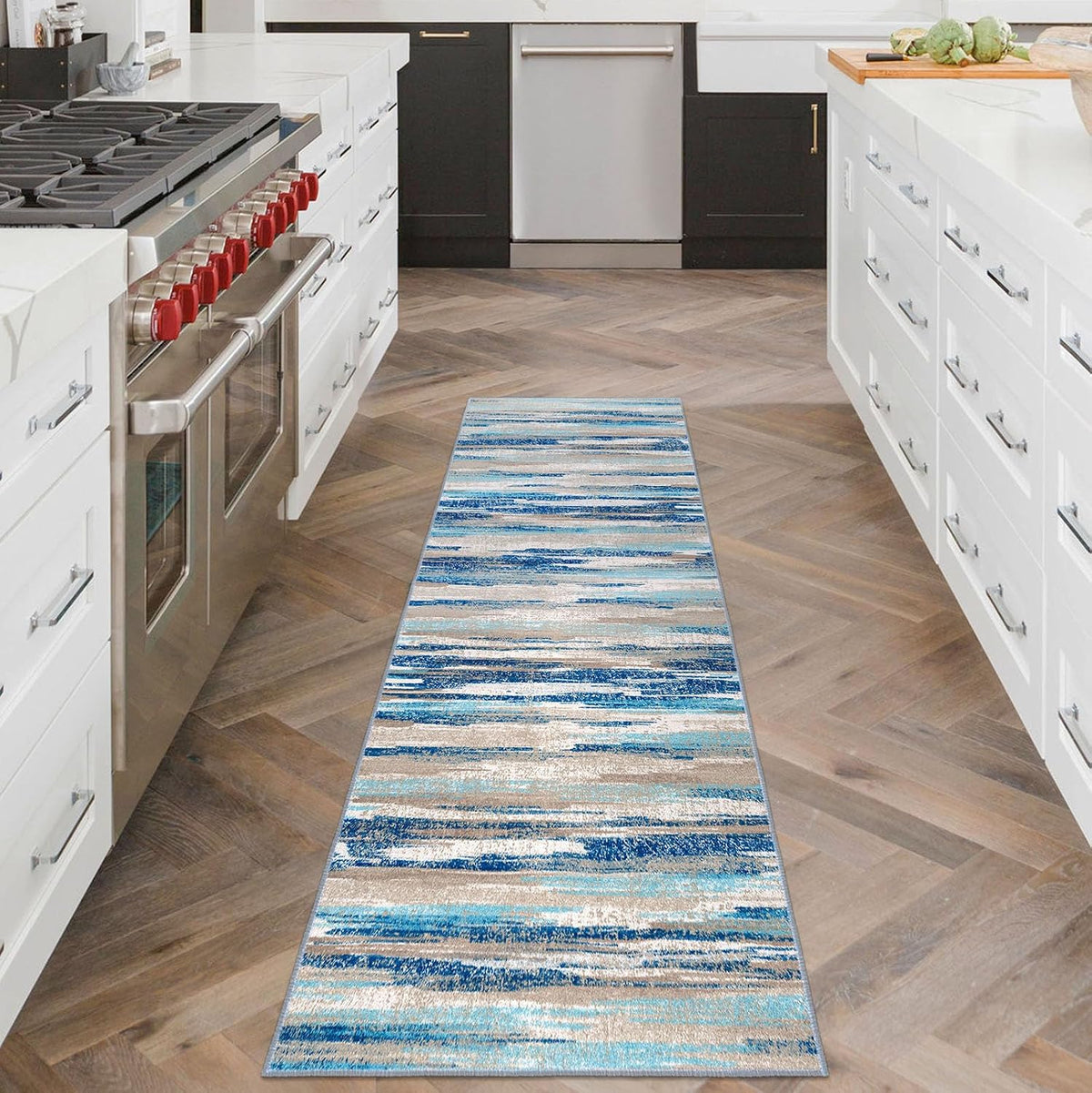 Lansny Abstract Washable 2x6 Runner Rug Non Slip Runners for Hallway