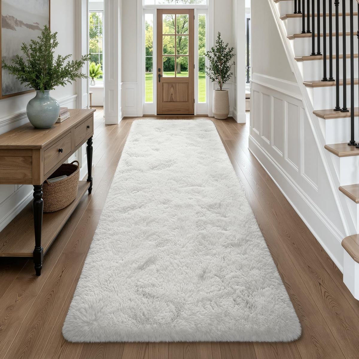 Deerhoo Runner Rugs 2x6 for Hallways Bedroom, Light Grey