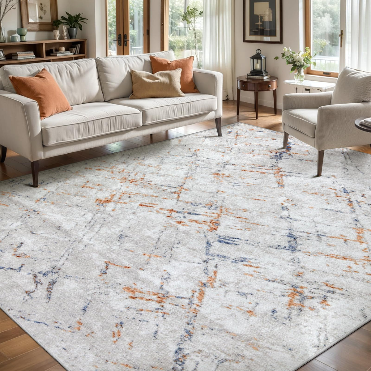 Ciicool Washable Area Rug 2x3 Entryway Rug, Modern Abstract Entry Mat Navy