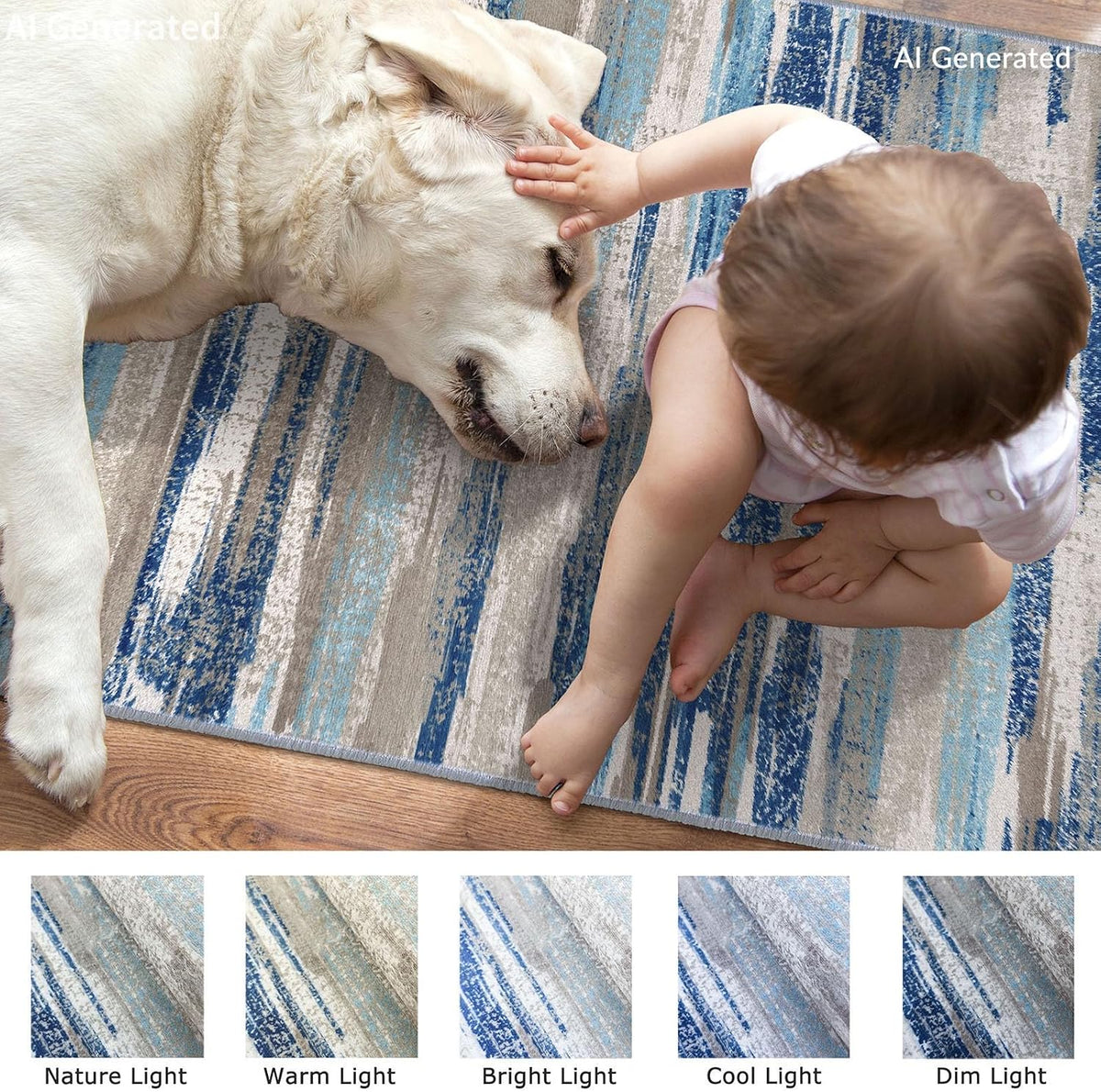 Lansny Abstract Washable 2x6 Runner Rug Non Slip Runners for Hallway