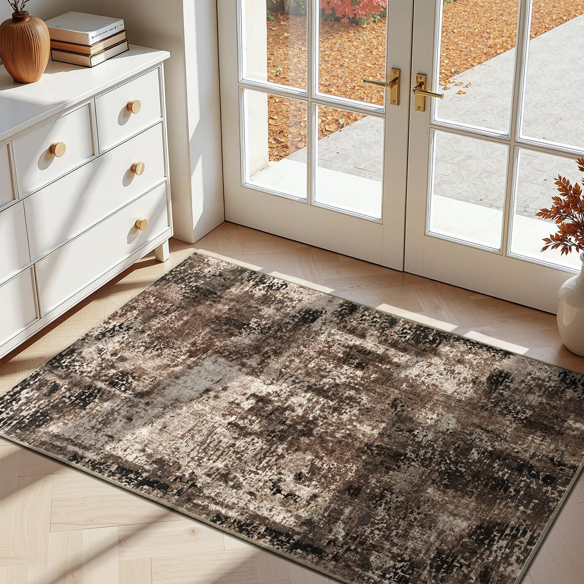 Ompaa 2x6 Rug Runners for Hallways Kitchen Runner Rug Non Slip Washable Grey Long Runner Rugs with Rubber Backing Soft Abstract Carpet Runner for Hallways, Kitchen, Bedroom, Bathroom, Entryway