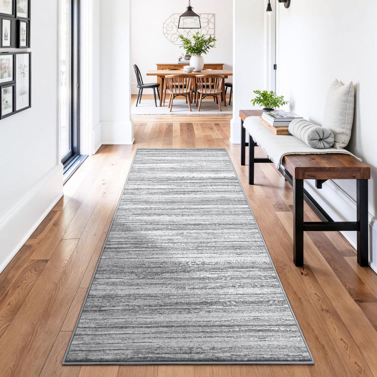 Chicrug 2x6 Blue Washable Runner Rug for Hallway Kitchen Entryway Non Slip