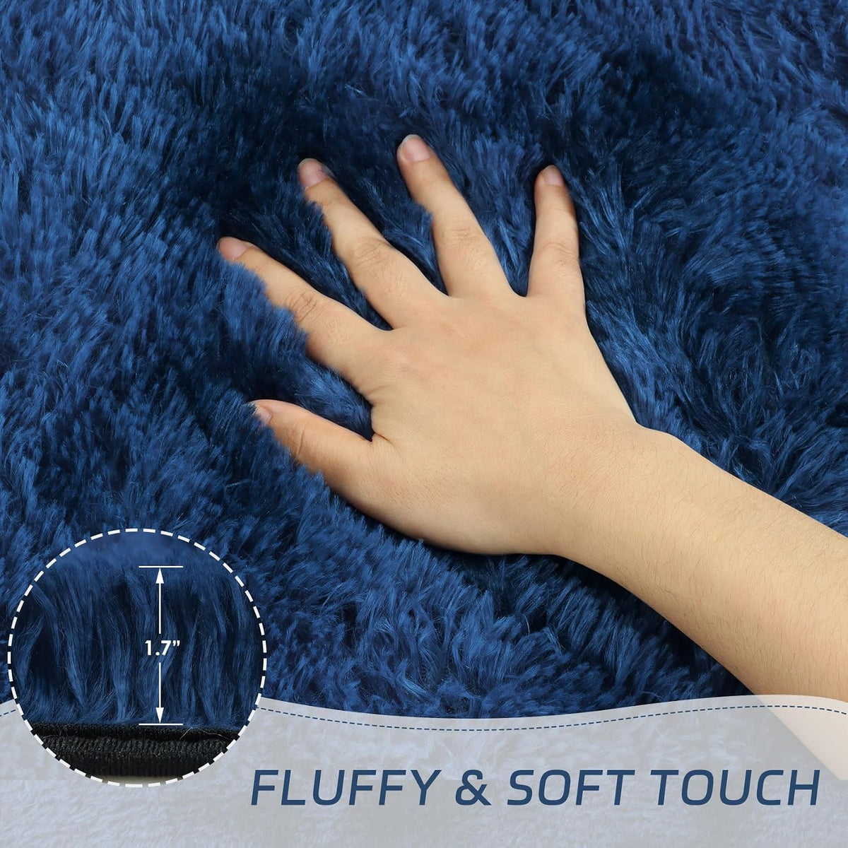 duduta Navy Blue Fluffy Plush Runner Rugs 2x6 ft Tie Dye Rectangle Shag Rug